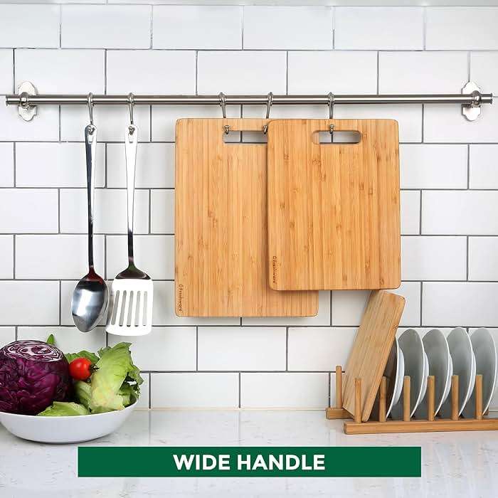 Freshware Bamboo Cutting Board Set of 3, Wooden Cutting Boards for Kitchen, Knife Friendly Food Grade Chopping Board, Lightweight with Hanging Hole for Easy Storage - Image 9