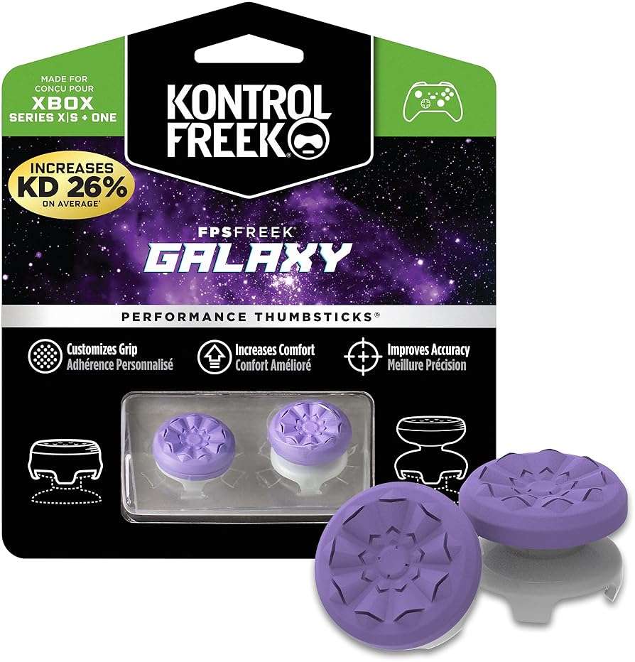 KontrolFreek FPS Freek Galaxy Purple for Xbox One and Xbox Series X Controller | 2 Performance Thumbsticks | 1 High-Rise, 1 Mid-Rise | Purple - Image 1