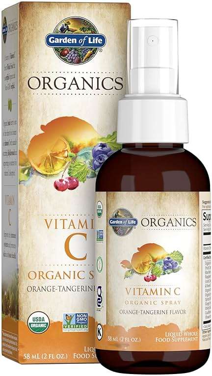 Garden of Life Organics Vitamin C Spray Featuring Amla Berry – Liquid Vitamin C Supplement for Immune & Skin Health Support, USDA Organic, Non-GMO, Vegan, Orange Tangerine Flavor, 2 Fl Oz Bottle - Image 1