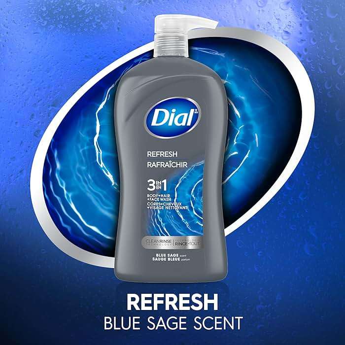 Dial Men 3in1 Body, Hair and Face Wash, Hydro Fresh, 32 fl oz - Image 2
