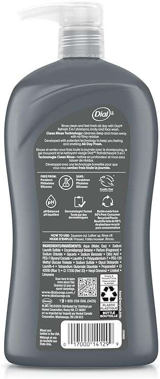 Dial Men 3in1 Body, Hair and Face Wash, Hydro Fresh, 32 fl oz - Image 7
