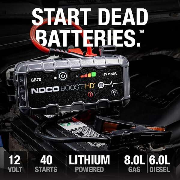 NOCO Boost GB70: 2000A UltraSafe Jump Starter – 12V Lithium Battery Booster Pack, Portable Jump Box, Power Bank & Jumper Cables - for 8.0L Gas and 6.0L Diesel Engines - Image 2