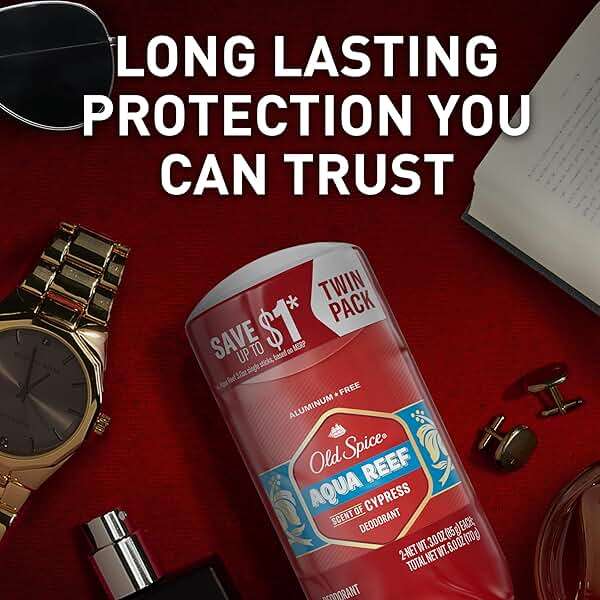 Old Spice Aluminum Free Deodorant for Men, 24/7 Odor Protection, 24/7 Freshness & Lasting Scent, Aqua Reef with Cypress Scent, 3.0 oz (Pack of 2) - Image 4