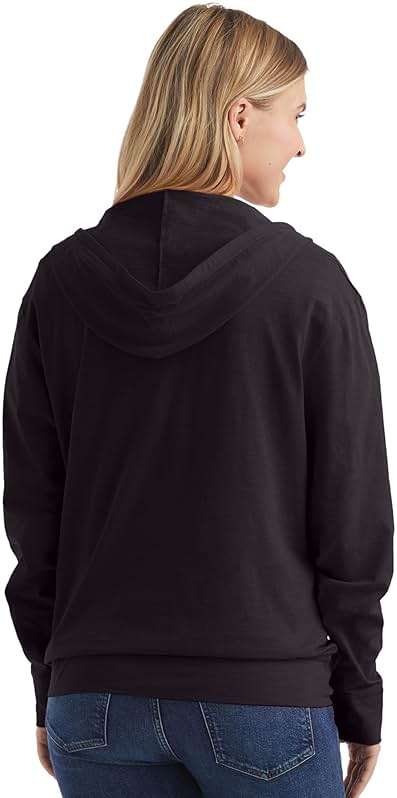 Hanes womens Slub Knit Full-zip Hoodie, Textured Cotton Zip-up T-shirt Hoodie for Women - Image 2