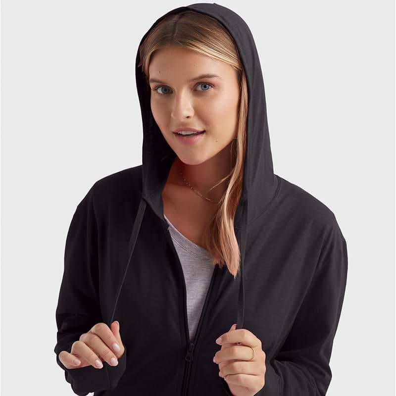 Hanes womens Slub Knit Full-zip Hoodie, Textured Cotton Zip-up T-shirt Hoodie for Women - Image 4