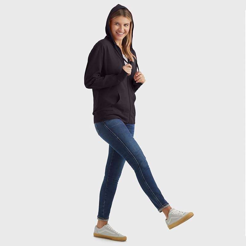 Hanes womens Slub Knit Full-zip Hoodie, Textured Cotton Zip-up T-shirt Hoodie for Women - Image 5