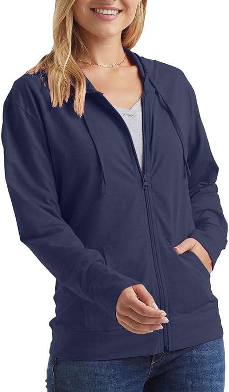 Hanes womens Slub Knit Full-zip Hoodie, Textured Cotton Zip-up T-shirt Hoodie for Women - Image 1