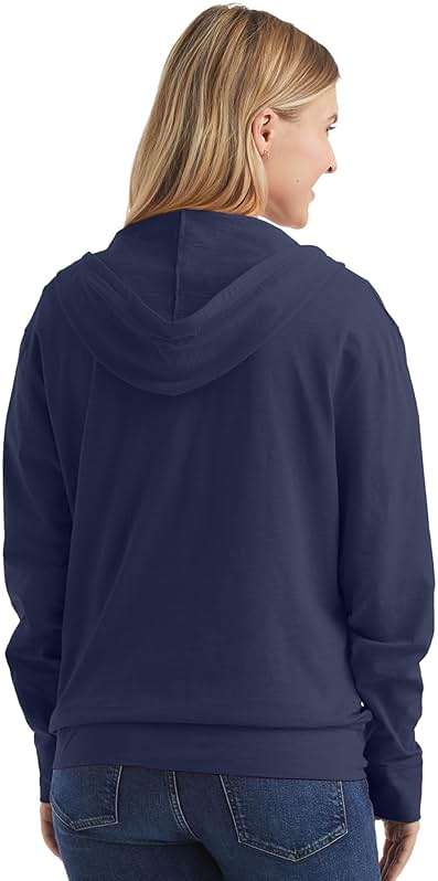 Hanes womens Slub Knit Full-zip Hoodie, Textured Cotton Zip-up T-shirt Hoodie for Women - Image 2