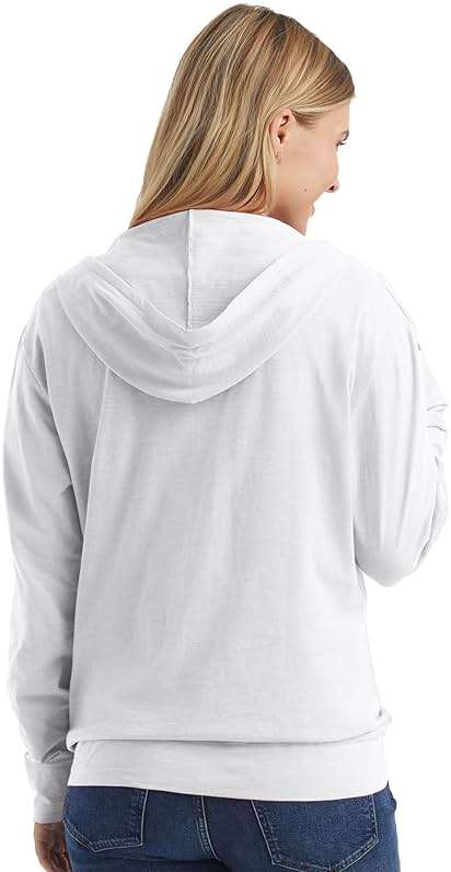 Hanes womens Slub Knit Full-zip Hoodie, Textured Cotton Zip-up T-shirt Hoodie for Women - Image 2
