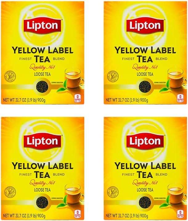 Lipton Yellow Label International Blend | Loose Tea | Premium Quality | Compatible for Milk Chai | Bold & Rich Flavor | Bulk Tea | 900 Grams (Pack of 4) - Image 1