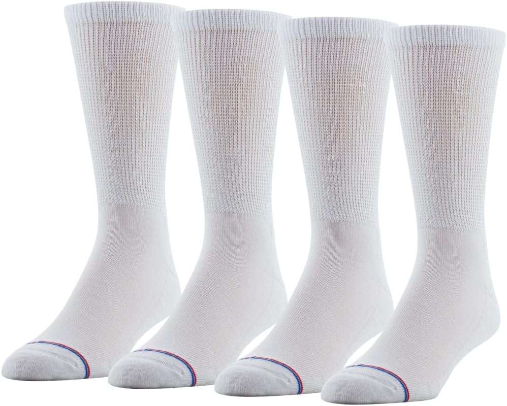 MediPEDS Men's 8 Pack Diabetic Crew Socks with Non-Binding Top - Image 1