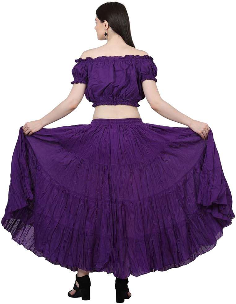 Wevez Women's Flowy Renaissance Long Maxi Tiered Peasant Dance Skirt, Plus Size 0X to 3X - Image 5