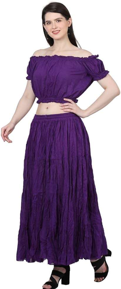 Wevez Women's Flowy Renaissance Long Maxi Tiered Peasant Dance Skirt, Plus Size 0X to 3X - Image 7