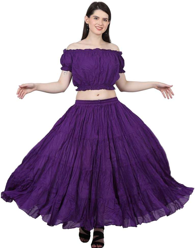 Wevez Women's Flowy Renaissance Long Maxi Tiered Peasant Dance Skirt, Plus Size 0X to 3X - Image 8