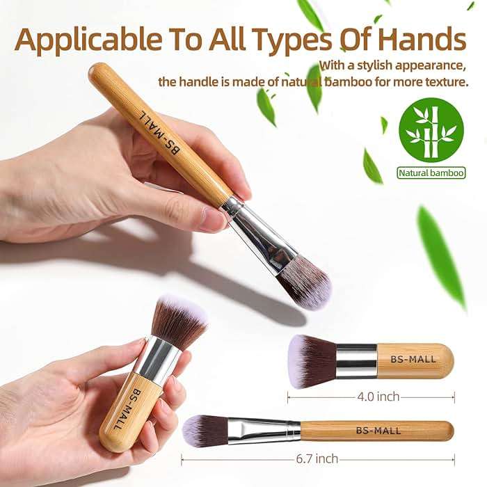 BS-MALL Makeup Brush Set 11 Pcs Makeup Sponge, Professional Bamboo Makeup Brushes for Foundation, Powder, Blush, Concealer, Eyeshadow & Blending, Ideal for Travel, Beginners & Makeup Artists - Image 3