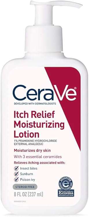 CeraVe Anti Itch Moisturizing Lotion with Pramoxine Hydrochloride, Relieves Itch with Minor Skin Irritations, Sunburn Relief, Bug Bites, 8 Ounce - Image 1