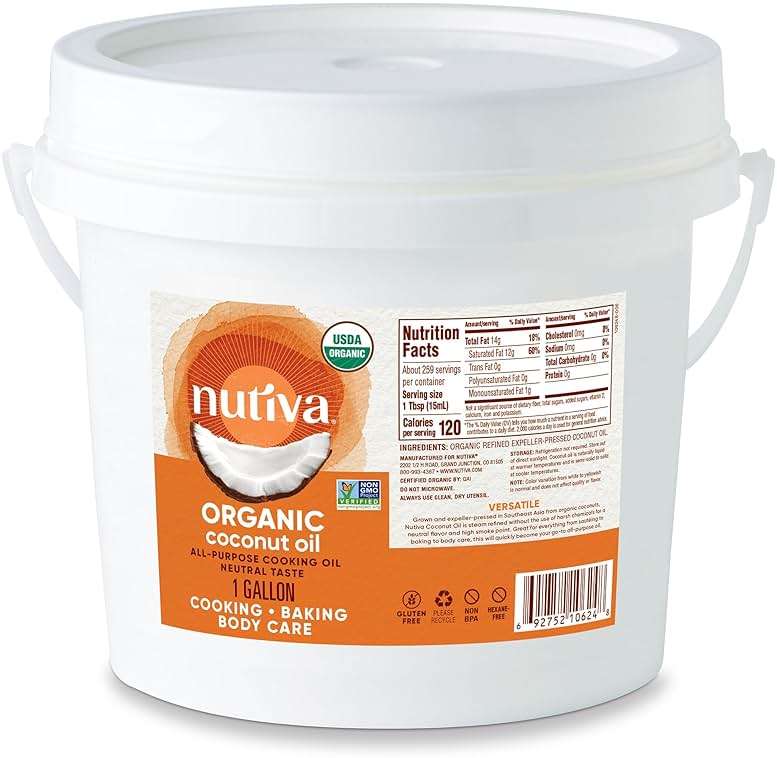 Nutiva Organic Steam Refined Oil, Coconut, 128 Fl Oz - Image 1