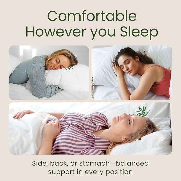 Memory Foam Pillows Queen Size Set of 2 - Cooling Bed Pillows for Sleeping - Back, Stomach, Side Sleeper Firm, Comfy Cool Shredded - 2 Pack, Rayon Derived from Bamboo - Image 6