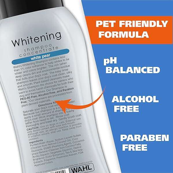 Wahl USA Whitening Shampoo White Pear scent for Pets – Whitening & Animal Odor Control with Silky Smooth Results for Grooming Dirty Dogs – 24 oz - Model 820001A - Image 2