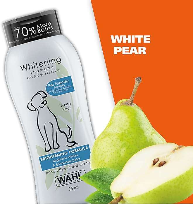 Wahl USA Whitening Shampoo White Pear scent for Pets – Whitening & Animal Odor Control with Silky Smooth Results for Grooming Dirty Dogs – 24 oz - Model 820001A - Image 5