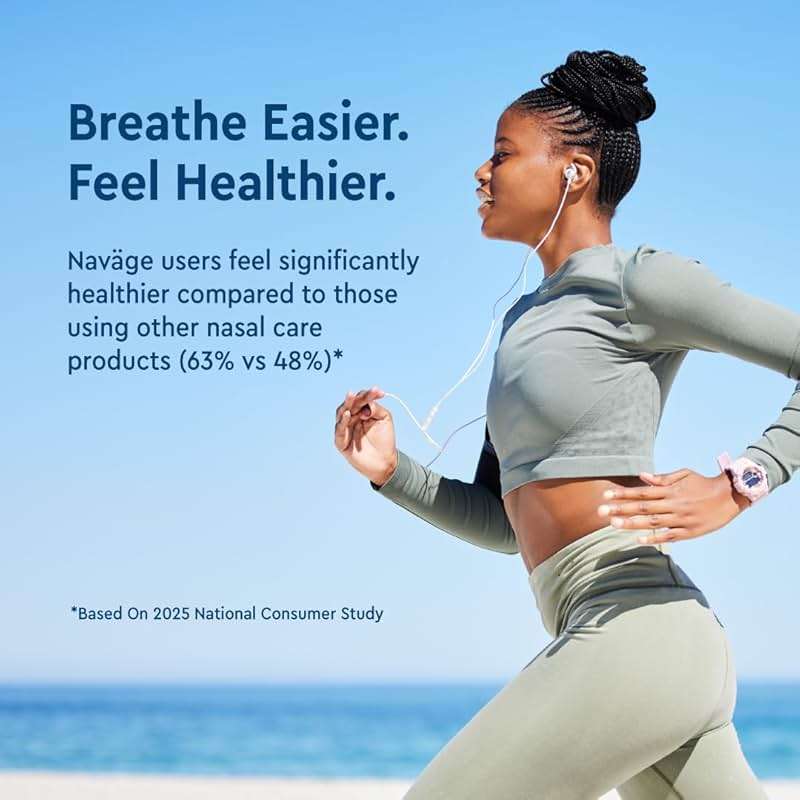 Navage® Starter Bundle – Nasal Irrigation System - Saline Nasal Rinse Kit with 1 Nose Cleaner and 30 SaltPods for Congestion Relief ($109 Value). Sinus Rinse for Clinically Proven Benefits - Image 7