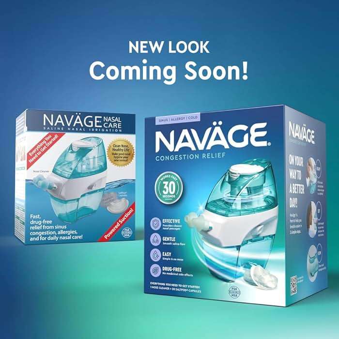Navage® Starter Bundle – Nasal Irrigation System - Saline Nasal Rinse Kit with 1 Nose Cleaner and 30 SaltPods for Congestion Relief ($109 Value). Sinus Rinse for Clinically Proven Benefits - Image 8