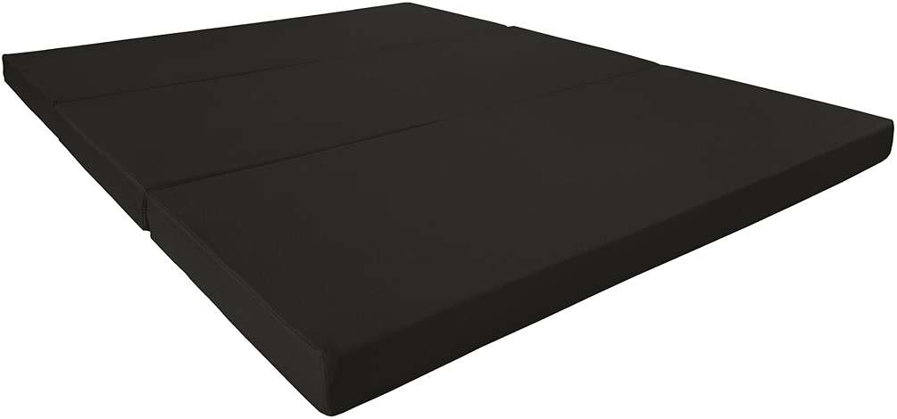 D&D Futon Furniture Portable Trifold Mattress, Foldable Foam Mattresses Small Space Saving Guest, Floor Fold Out Bed Ottoman, 4 inch Folding Cushion Pad Camping RV (Full Size 4x54x75, Black) - Image 1