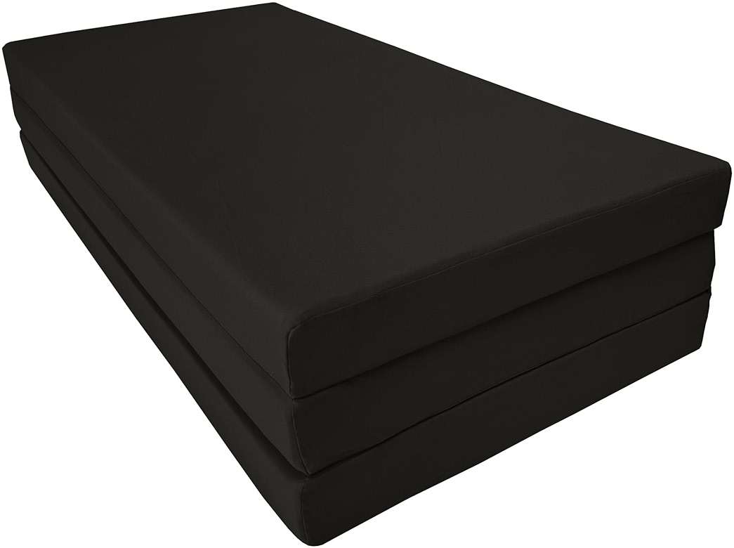 D&D Futon Furniture Portable Trifold Mattress, Foldable Foam Mattresses Small Space Saving Guest, Floor Fold Out Bed Ottoman, 4 inch Folding Cushion Pad Camping RV (Full Size 4x54x75, Black) - Image 3