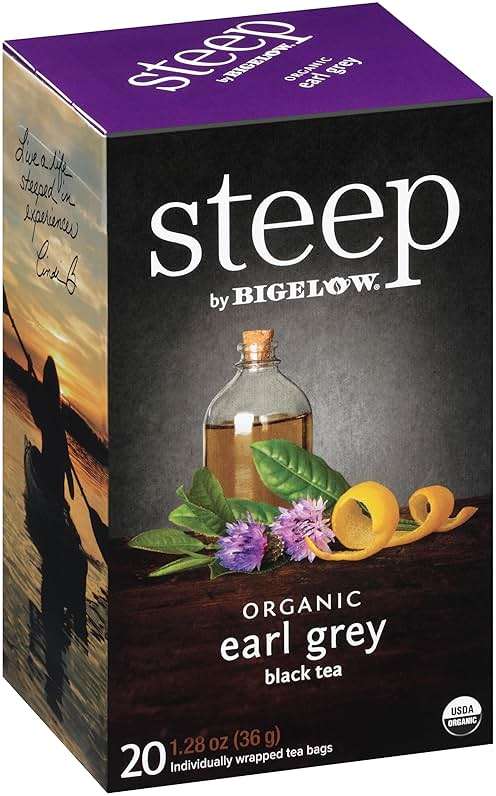 steep by Bigelow Organic Earl Grey Black Tea, 20 Count (Pack of 6), 120 Total Tea Bags - Image 1