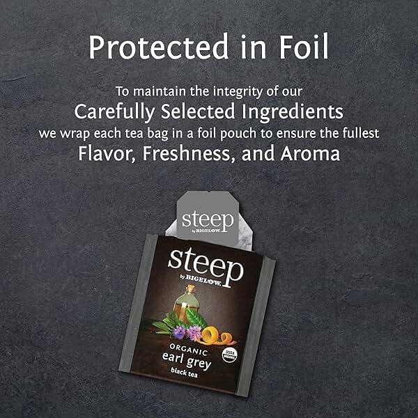 steep by Bigelow Organic Earl Grey Black Tea, 20 Count (Pack of 6), 120 Total Tea Bags - Image 3