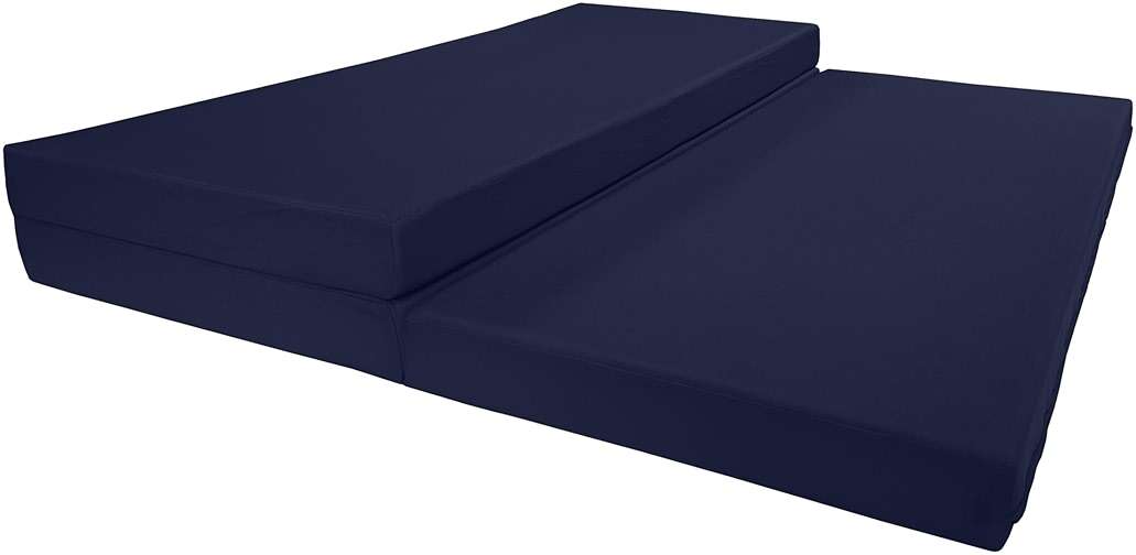 D&D Futon Furniture Portable Trifold Mattress, Foldable Foam Mattresses Small Space Saving Guest, Floor Fold Out Bed Ottoman, 4 inch Folding Cushion Pad Camping RV (Full Size 4x54x75, Navy Blue) - Image 5