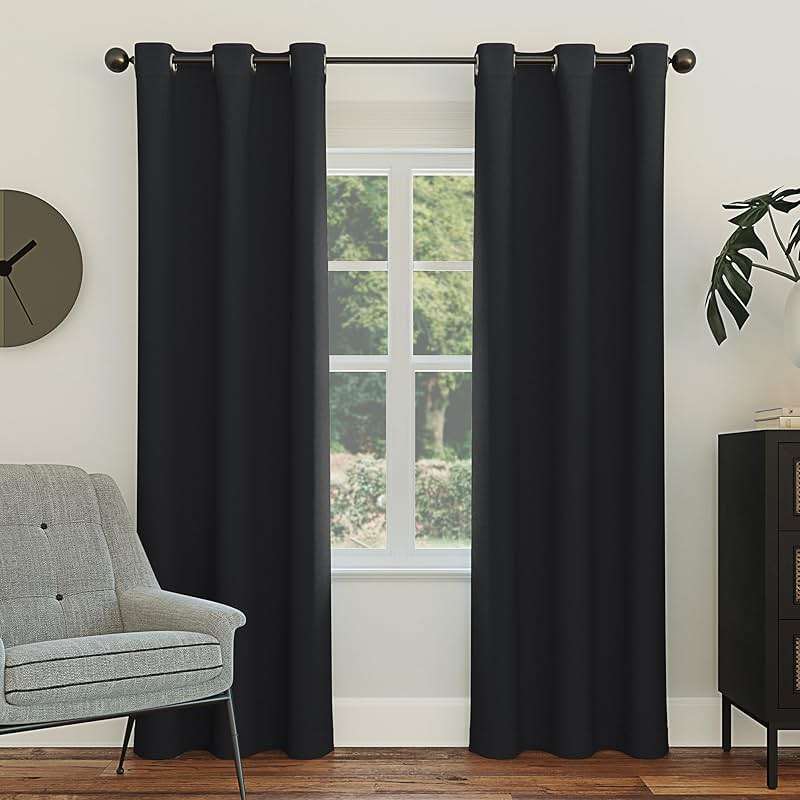 Sun Zero Easton Energy Saving Blackout Grommet Curtain Panel, 40" x 95", Black - Image 1