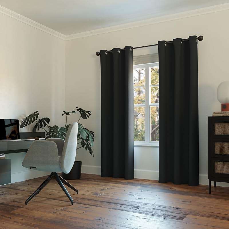 Sun Zero Easton Energy Saving Blackout Grommet Curtain Panel, 40" x 95", Black - Image 5