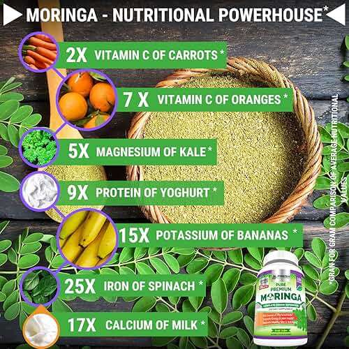 FRESH HEALTHCARE Moringa Capsules - 100% Pure Leaf Powder Supplement, 180 Pills, Non-GMO, 3 Month Supply, Complete Green Superfood for Energy, Skin, Immune and Gut Health Support - Image 5