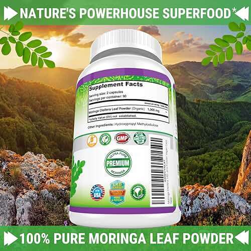 FRESH HEALTHCARE Moringa Capsules - 100% Pure Leaf Powder Supplement, 180 Pills, Non-GMO, 3 Month Supply, Complete Green Superfood for Energy, Skin, Immune and Gut Health Support - Image 6