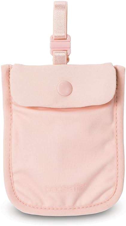 Pacsafe Coversafe S25 Hidden Undercover Travel Bra Pouch for Women (Washable) - Stash up to 6 Credit Cards plus Money and Key with Adjustable, Elastic Strap; Suitable for all Bra Sizes (Orchid Pink) - Image 1