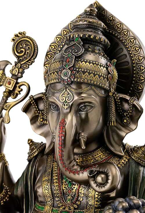 Top Collection Ganesh on Lotus Pedestal Statue - Ganesha Lord of Success and Destroyer of Evil Sculpture in Premium Cold Cast Bronze - 12-Inch Collectible Hindu Elephant Figurine - Image 5