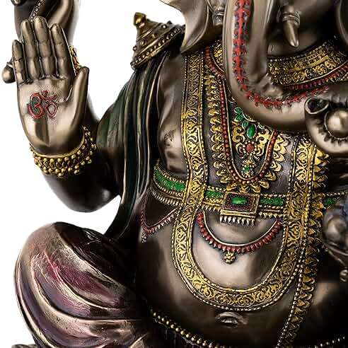 Top Collection Ganesh on Lotus Pedestal Statue - Ganesha Lord of Success and Destroyer of Evil Sculpture in Premium Cold Cast Bronze - 12-Inch Collectible Hindu Elephant Figurine - Image 6