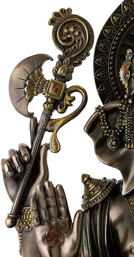 Top Collection Ganesh on Lotus Pedestal Statue - Ganesha Lord of Success and Destroyer of Evil Sculpture in Premium Cold Cast Bronze - 12-Inch Collectible Hindu Elephant Figurine - Image 7