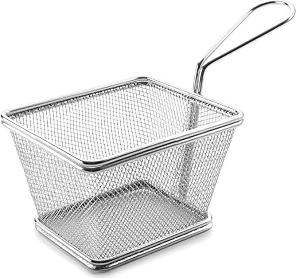 Lacor Square Chip Basket, Stainless Steel Silver, 10 x 8 x 7 cm - Image 1