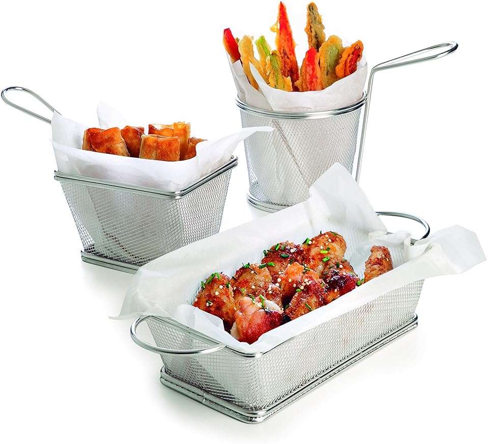 Lacor Square Chip Basket, Stainless Steel Silver, 10 x 8 x 7 cm - Image 2