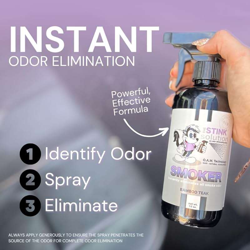 The Stink Solution Smoke Odor Eliminator Spray - Completely Remove Smoke Smell From House, Car, Clothes, Hands, Hair, & More - Best Odor Eliminator For Smoke - Bamboo Teak Fragrance - 2 16 oz Bottles - Image 3