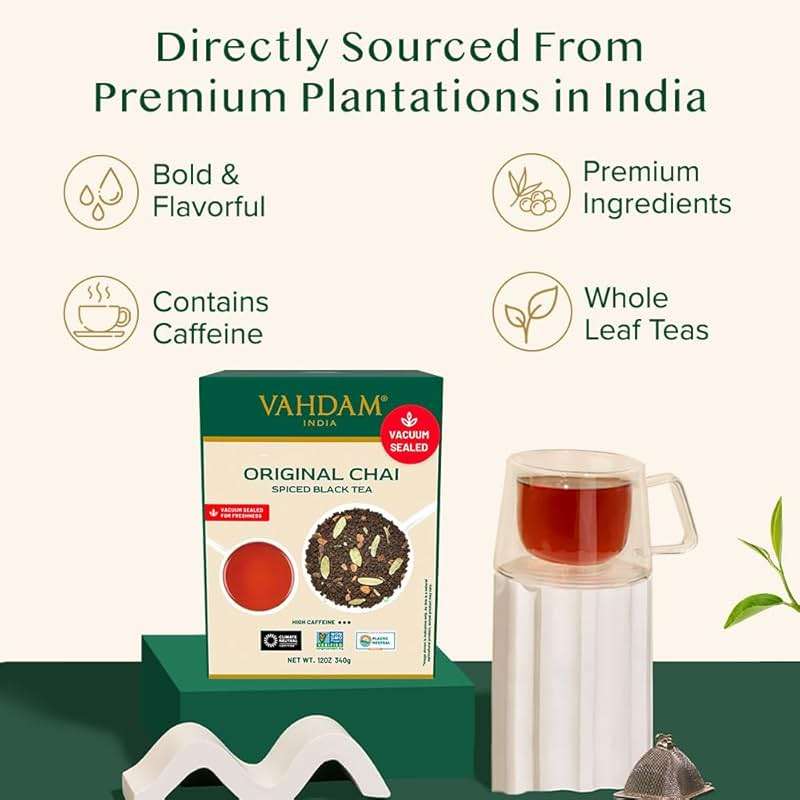 VAHDAM Masala Chai Tea - Loose Leaf 170+ Cups (340g/12oz) Blend of Black Tea with Cinnamon, Cardamom, Cloves & Black Pepper | Vacuum Sealed Pack - Image 4