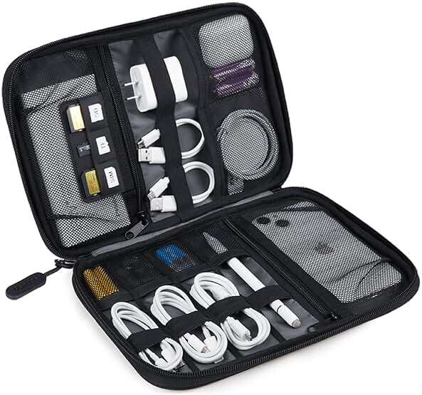 BAGSMART Large Electronics Travel Organizer Case, Tech Accessories Cord Storage Bag for Phone, Power Bank, SD Card, Cables, Black - Image 1