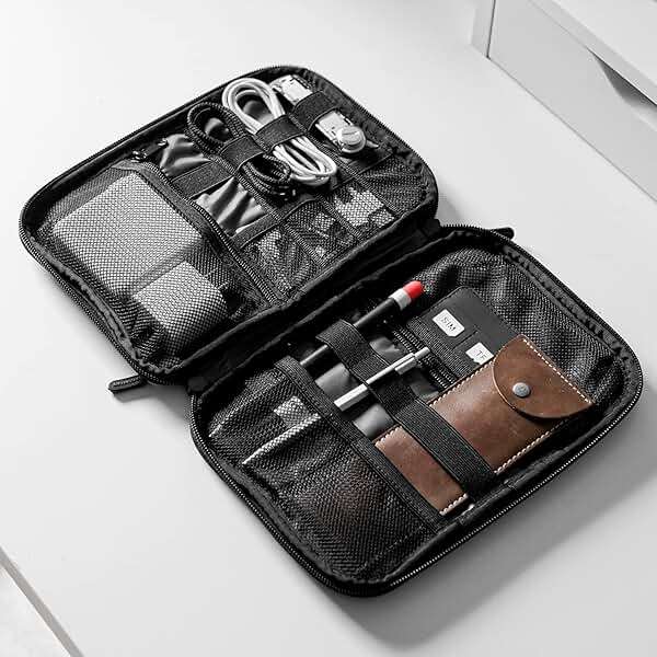BAGSMART Large Electronics Travel Organizer Case, Tech Accessories Cord Storage Bag for Phone, Power Bank, SD Card, Cables, Black - Image 7
