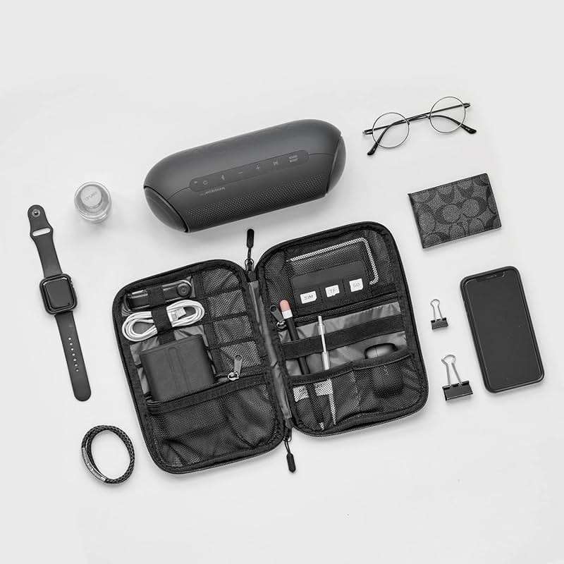 BAGSMART Large Electronics Travel Organizer Case, Tech Accessories Cord Storage Bag for Phone, Power Bank, SD Card, Cables, Black - Image 8