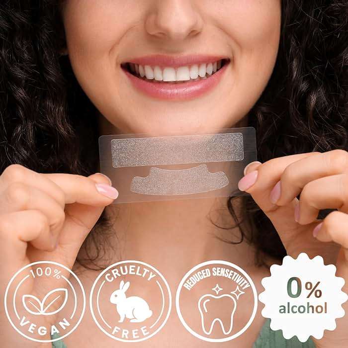 Natural Teeth Whitening Strips for Sensitive Teeth, Peroxide Free White Strips with Baking Soda, Enamel Safe Tooth Whitener, Vegan No Bleach Formula, Mint Flavor 14 Day Kit, 28 Count - Image 2