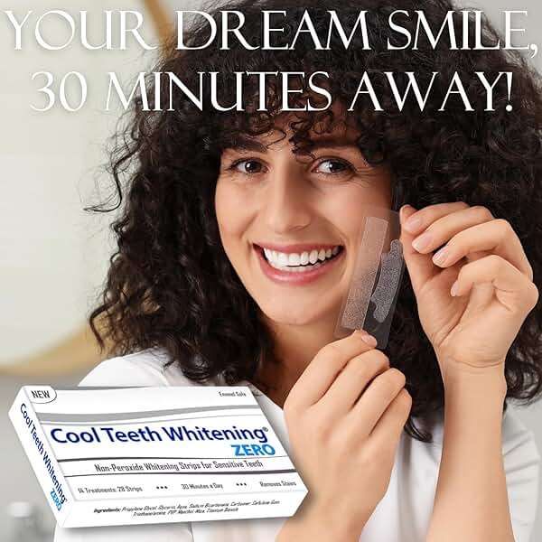 Natural Teeth Whitening Strips for Sensitive Teeth, Peroxide Free White Strips with Baking Soda, Enamel Safe Tooth Whitener, Vegan No Bleach Formula, Mint Flavor 14 Day Kit, 28 Count - Image 5