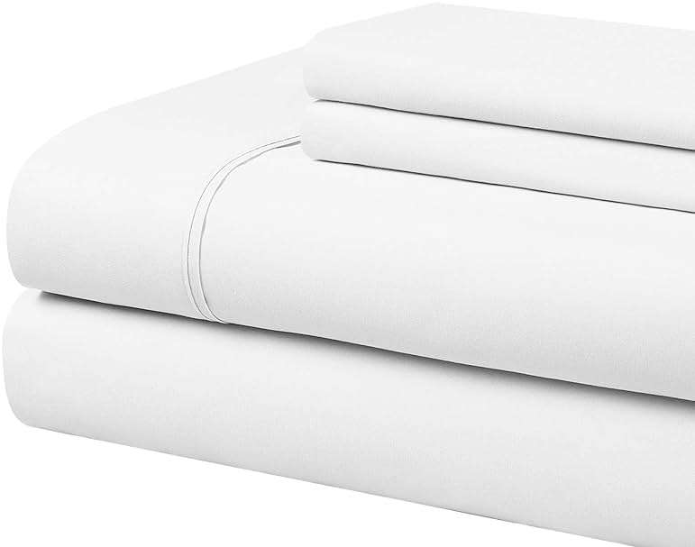 Cathay Home Essentials Ultra Soft Hypoallergenic Wrinkle Resistant Double Brushed Microfiber Bedding Sheet Set, White, King - Image 1