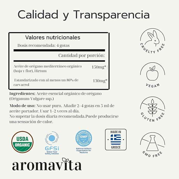 AROMAVITA Essential Organic Oil of Oregano-100% Pure Undiluted Greek Oregano Oil with Carvacrol - Over 86%, Non-GMO, Extra Strength Oregano Oil Organic Liquid Drops, 1 FL.OZ/30ml - Image 11